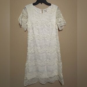 Chic Ivory Lace Mini Dress